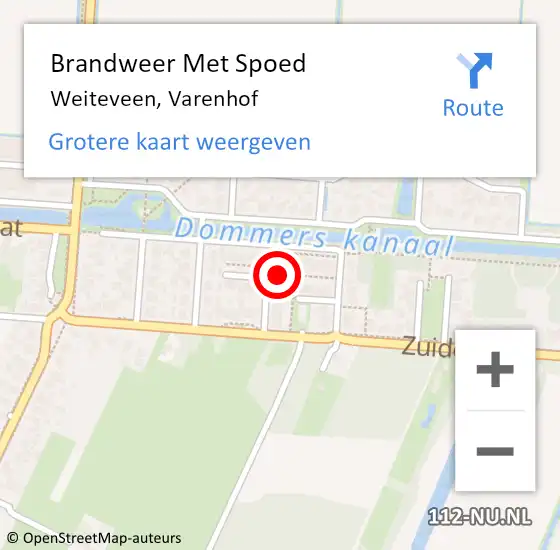 Locatie op kaart van de 112 melding: Brandweer Met Spoed Naar Weiteveen, Varenhof op 8 oktober 2022 09:45
