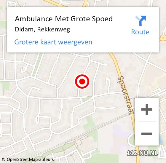 Locatie op kaart van de 112 melding: Ambulance Met Grote Spoed Naar Didam, Rekkenweg op 8 oktober 2022 09:47