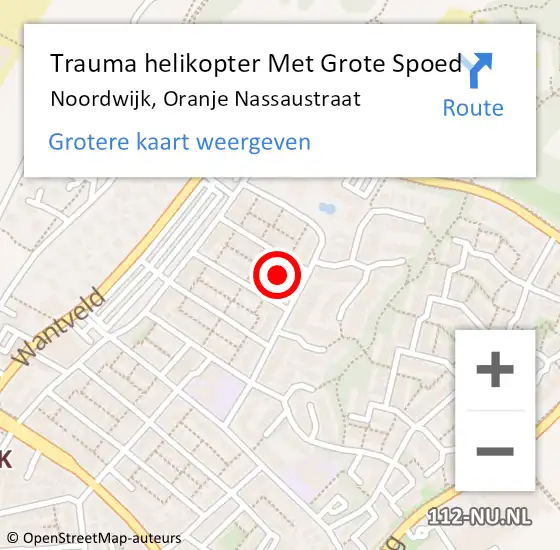 Locatie op kaart van de 112 melding: Trauma helikopter Met Grote Spoed Naar Noordwijk, Oranje Nassaustraat op 8 oktober 2022 10:03