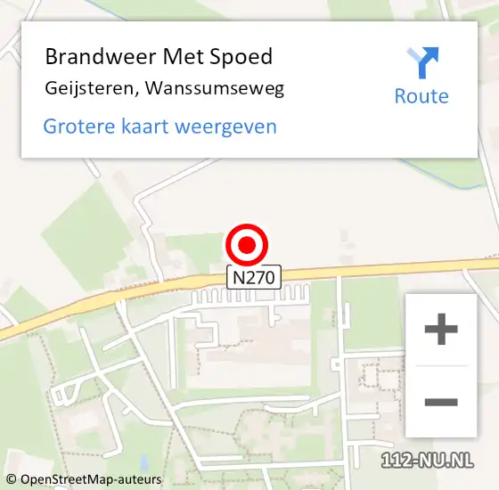 Locatie op kaart van de 112 melding: Brandweer Met Spoed Naar Geijsteren, Wanssumseweg op 8 oktober 2022 10:04