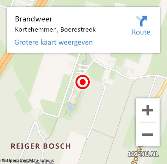 Locatie op kaart van de 112 melding: Brandweer Kortehemmen, Boerestreek op 10 oktober 2013 09:06