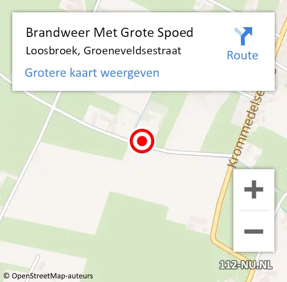 Locatie op kaart van de 112 melding: Brandweer Met Grote Spoed Naar Loosbroek, Groeneveldsestraat op 8 oktober 2022 10:19