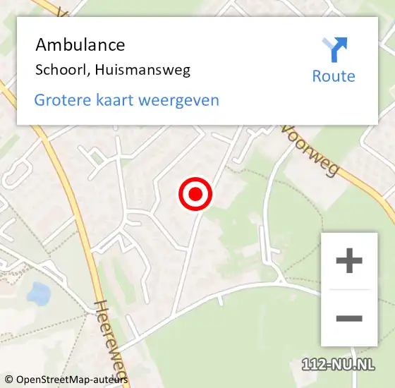 Locatie op kaart van de 112 melding: Ambulance Schoorl, Huismansweg op 8 oktober 2022 10:38