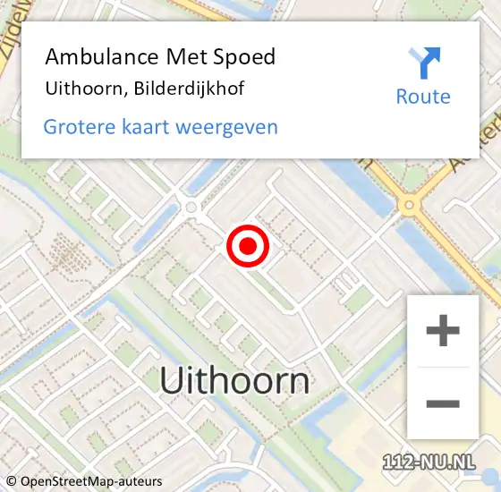 Locatie op kaart van de 112 melding: Ambulance Met Spoed Naar Uithoorn, Bilderdijkhof op 8 oktober 2022 10:47