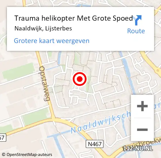 Locatie op kaart van de 112 melding: Trauma helikopter Met Grote Spoed Naar Naaldwijk, Lijsterbes op 8 oktober 2022 10:58