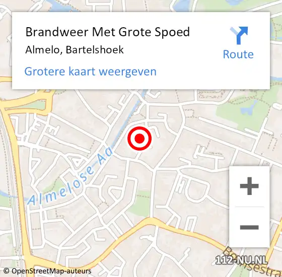 Locatie op kaart van de 112 melding: Brandweer Met Grote Spoed Naar Almelo, Bartelshoek op 8 oktober 2022 11:03