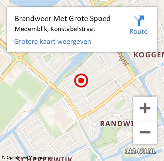 Locatie op kaart van de 112 melding: Brandweer Met Grote Spoed Naar Medemblik, Konstabelstraat op 8 oktober 2022 11:05