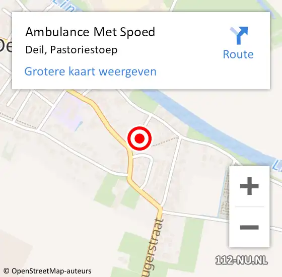 Locatie op kaart van de 112 melding: Ambulance Met Spoed Naar Deil, Pastoriestoep op 8 oktober 2022 11:09