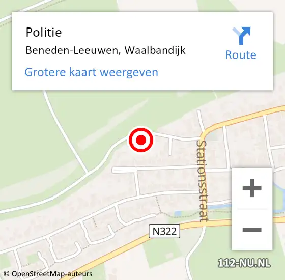 Locatie op kaart van de 112 melding: Politie Beneden-Leeuwen, Waalbandijk op 8 oktober 2022 11:10