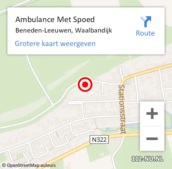 Locatie op kaart van de 112 melding: Ambulance Met Spoed Naar Beneden-Leeuwen, Waalbandijk op 8 oktober 2022 11:11