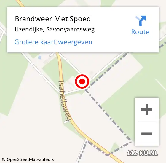 Locatie op kaart van de 112 melding: Brandweer Met Spoed Naar IJzendijke, Savooyaardsweg op 8 oktober 2022 11:54