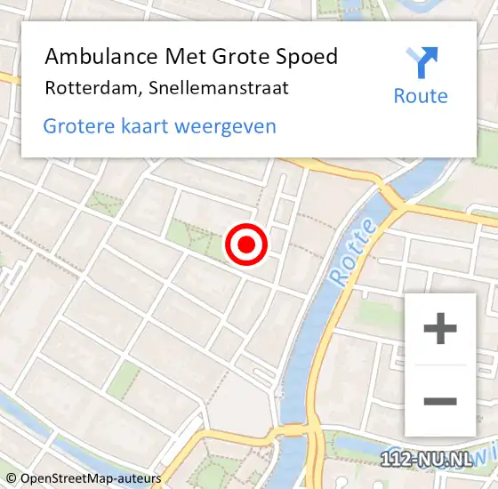 Locatie op kaart van de 112 melding: Ambulance Met Grote Spoed Naar Rotterdam, Snellemanstraat op 8 oktober 2022 11:58