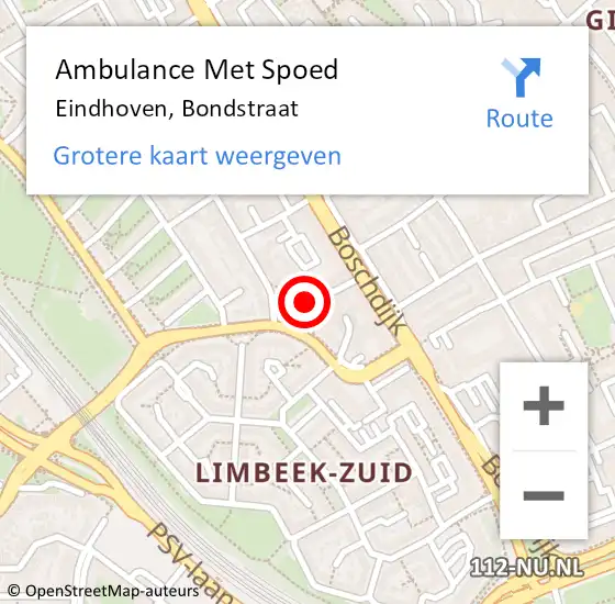 Locatie op kaart van de 112 melding: Ambulance Met Spoed Naar Eindhoven, Bondstraat op 31 juli 2014 19:17