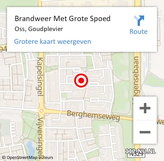 Locatie op kaart van de 112 melding: Brandweer Met Grote Spoed Naar Oss, Goudplevier op 8 oktober 2022 12:02