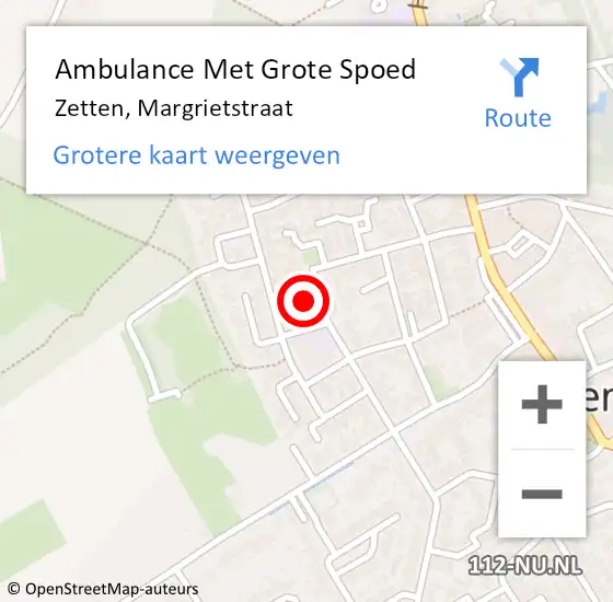 Locatie op kaart van de 112 melding: Ambulance Met Grote Spoed Naar Zetten, Margrietstraat op 8 oktober 2022 12:58