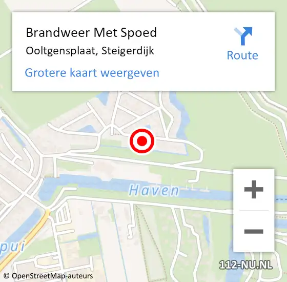 Locatie op kaart van de 112 melding: Brandweer Met Spoed Naar Ooltgensplaat, Steigerdijk op 8 oktober 2022 13:09