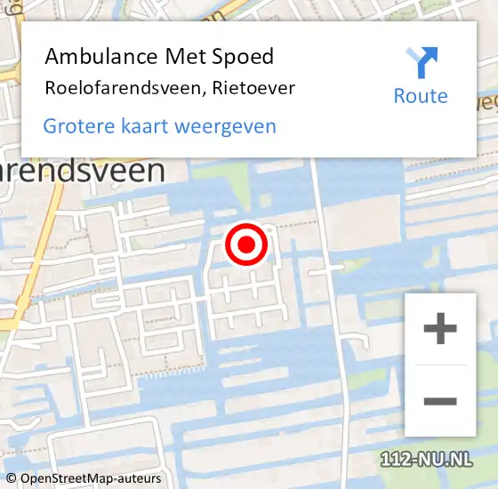 Locatie op kaart van de 112 melding: Ambulance Met Spoed Naar Roelofarendsveen, Rietoever op 8 oktober 2022 14:03