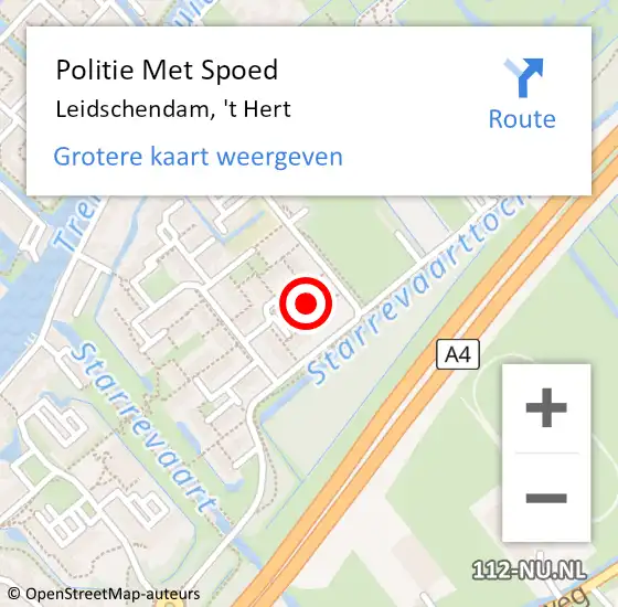 Locatie op kaart van de 112 melding: Politie Met Spoed Naar Leidschendam, 't Hert op 8 oktober 2022 14:14