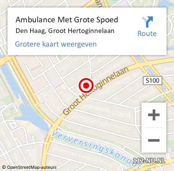 Locatie op kaart van de 112 melding: Ambulance Met Grote Spoed Naar Den Haag, Groot Hertoginnelaan op 8 oktober 2022 14:17