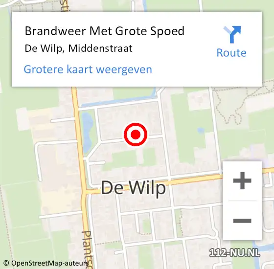 Locatie op kaart van de 112 melding: Brandweer Met Grote Spoed Naar De Wilp, Middenstraat op 8 oktober 2022 14:17