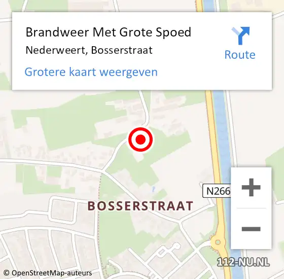 Locatie op kaart van de 112 melding: Brandweer Met Grote Spoed Naar Nederweert, Bosserstraat op 8 oktober 2022 14:19