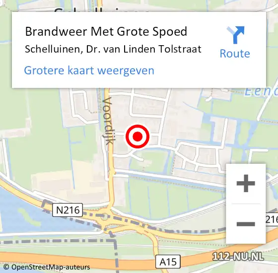 Locatie op kaart van de 112 melding: Brandweer Met Grote Spoed Naar Schelluinen, Dr. van Linden Tolstraat op 8 oktober 2022 14:19