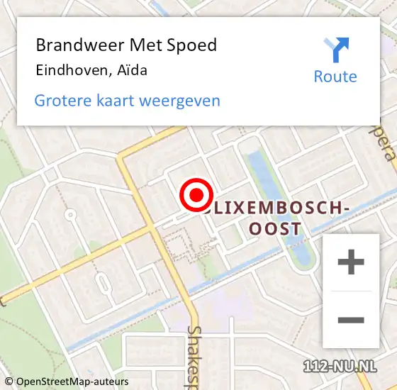 Locatie op kaart van de 112 melding: Brandweer Met Spoed Naar Eindhoven, Aïda op 8 oktober 2022 14:20