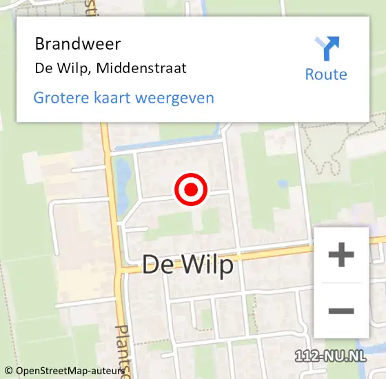 Locatie op kaart van de 112 melding: Brandweer De Wilp, Middenstraat op 8 oktober 2022 14:20
