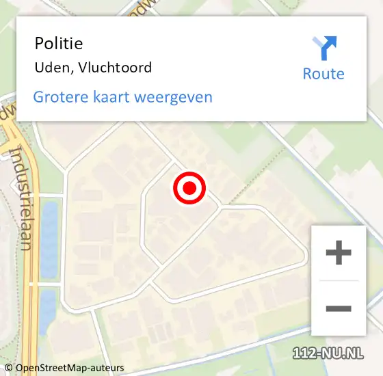 Locatie op kaart van de 112 melding: Politie Uden, Vluchtoord op 8 oktober 2022 14:29