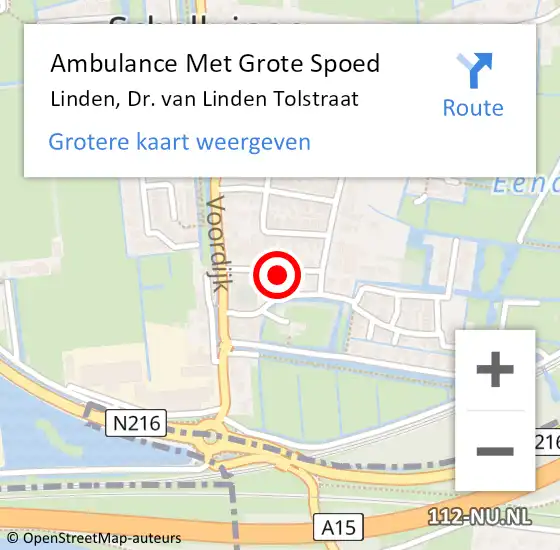 Locatie op kaart van de 112 melding: Ambulance Met Grote Spoed Naar Schelluinen, Dr. van Linden Tolstraat op 8 oktober 2022 14:38