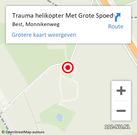 Locatie op kaart van de 112 melding: Trauma helikopter Met Grote Spoed Naar Best, Monnikenweg op 8 oktober 2022 14:48