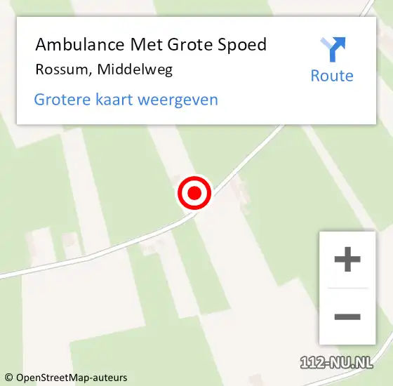 Locatie op kaart van de 112 melding: Ambulance Met Grote Spoed Naar Rossum, Middelweg op 8 oktober 2022 15:01