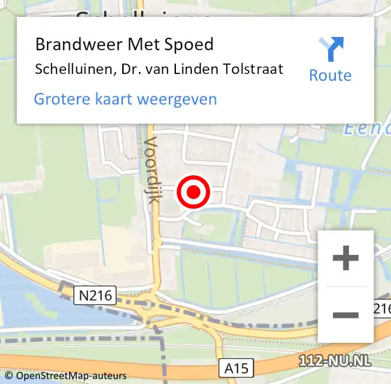 Locatie op kaart van de 112 melding: Brandweer Met Spoed Naar Schelluinen, Dr. van Linden Tolstraat op 8 oktober 2022 15:06