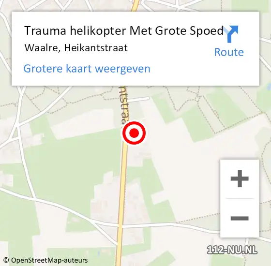 Locatie op kaart van de 112 melding: Trauma helikopter Met Grote Spoed Naar Waalre, Heikantstraat op 8 oktober 2022 15:11