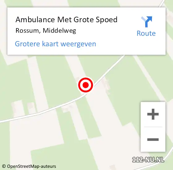 Locatie op kaart van de 112 melding: Ambulance Met Grote Spoed Naar Rossum, Middelweg op 8 oktober 2022 15:13