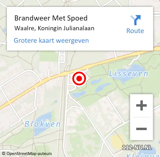 Locatie op kaart van de 112 melding: Brandweer Met Spoed Naar Waalre, Koningin Julianalaan op 8 oktober 2022 15:26
