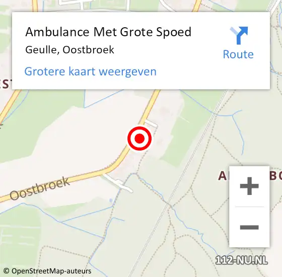 Locatie op kaart van de 112 melding: Ambulance Met Grote Spoed Naar Geulle, Oostbroek op 31 juli 2014 19:57