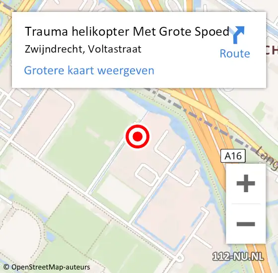 Locatie op kaart van de 112 melding: Trauma helikopter Met Grote Spoed Naar Zwijndrecht, Voltastraat op 8 oktober 2022 16:43