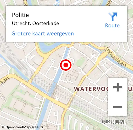 Locatie op kaart van de 112 melding: Politie Utrecht, Oosterkade op 8 oktober 2022 16:46