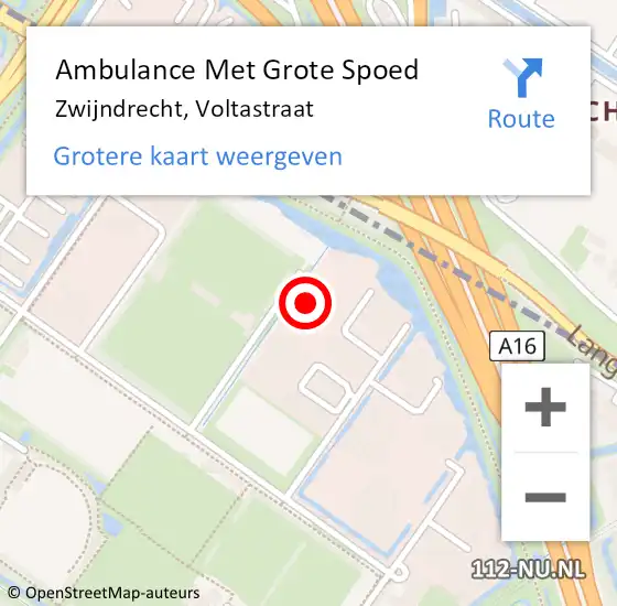 Locatie op kaart van de 112 melding: Ambulance Met Grote Spoed Naar Zwijndrecht, Voltastraat op 8 oktober 2022 16:46