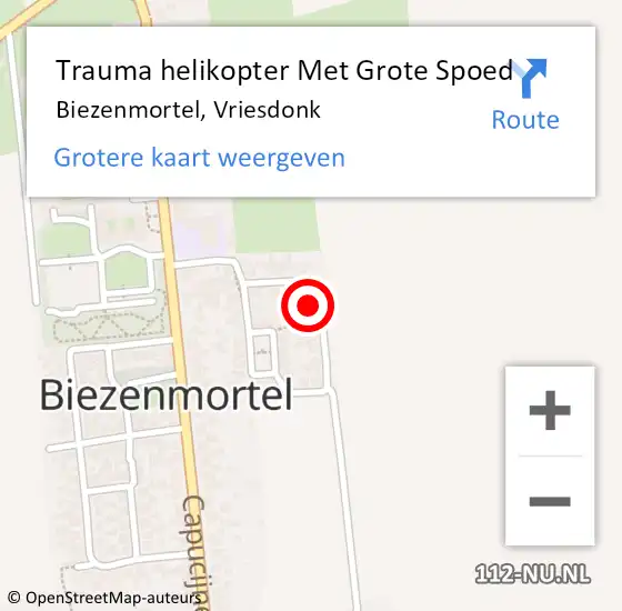 Locatie op kaart van de 112 melding: Trauma helikopter Met Grote Spoed Naar Biezenmortel, Vriesdonk op 8 oktober 2022 16:55