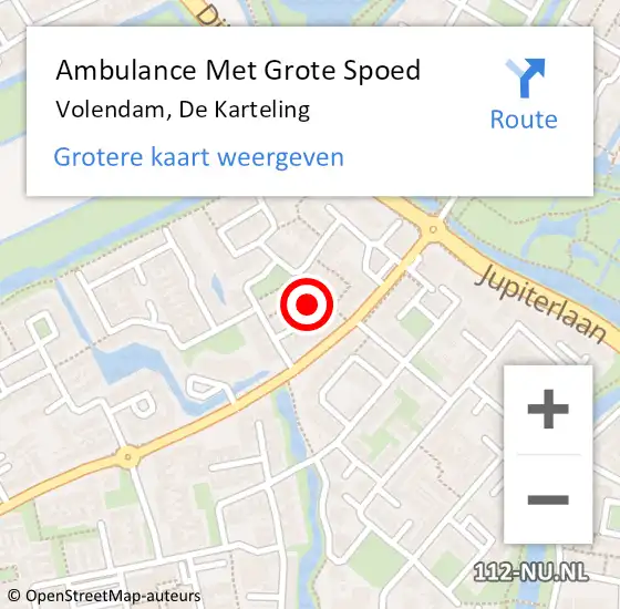 Locatie op kaart van de 112 melding: Ambulance Met Grote Spoed Naar Volendam, De Karteling op 8 oktober 2022 17:00