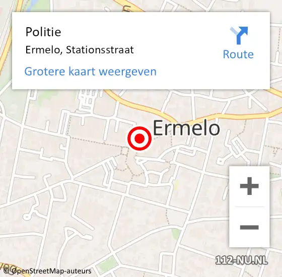 Locatie op kaart van de 112 melding: Politie Ermelo, Stationsstraat op 8 oktober 2022 17:15