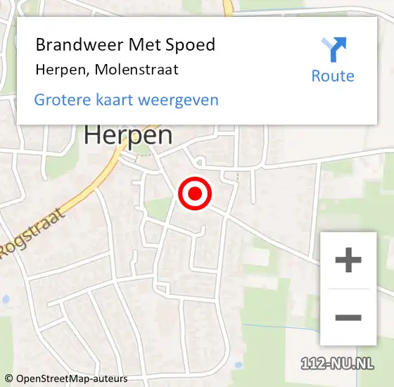 Locatie op kaart van de 112 melding: Brandweer Met Spoed Naar Herpen, Molenstraat op 8 oktober 2022 17:20