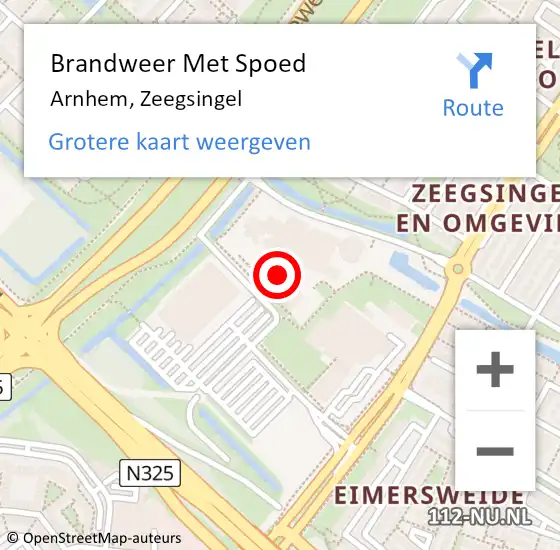 Locatie op kaart van de 112 melding: Brandweer Met Spoed Naar Arnhem, Zeegsingel op 8 oktober 2022 17:26