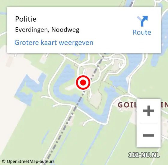 Locatie op kaart van de 112 melding: Politie Everdingen, Noodweg op 8 oktober 2022 17:29