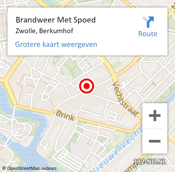 Locatie op kaart van de 112 melding: Brandweer Met Spoed Naar Zwolle, Berkumhof op 8 oktober 2022 17:36