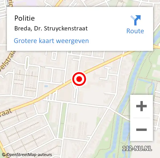 Locatie op kaart van de 112 melding: Politie Breda, Dr. Struyckenstraat op 8 oktober 2022 17:37