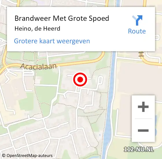 Locatie op kaart van de 112 melding: Brandweer Met Grote Spoed Naar Heino, de Heerd op 8 oktober 2022 18:10