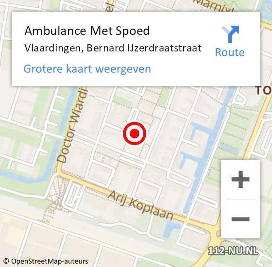 Locatie op kaart van de 112 melding: Ambulance Met Spoed Naar Vlaardingen, Bernard IJzerdraatstraat op 8 oktober 2022 18:14